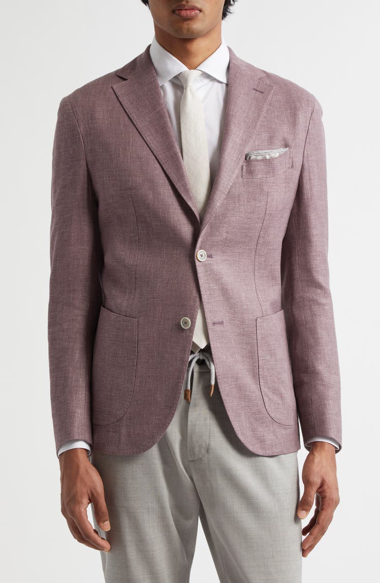 Eleventy Unstructured Linen & Wool Blend Sport Coat, Main, color, 47 Berry