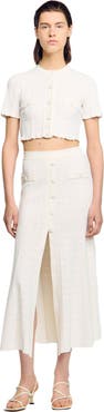 SANDRO Cropped pointelle knit cardigan