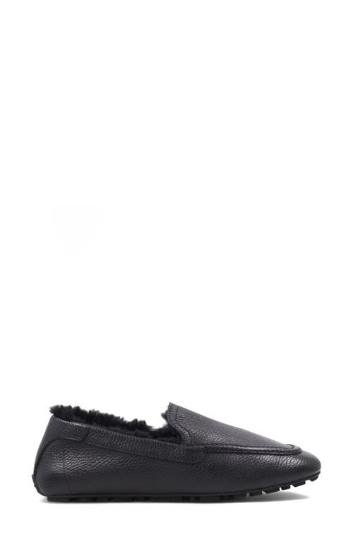Aquatalia Qalista Weatherproof Faux Shearling Lined Driving Shoe In Black