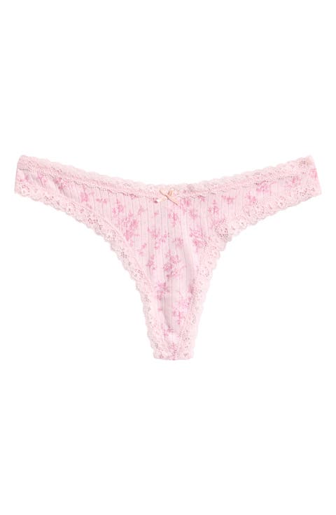 Pointelle Lace Trim Thong