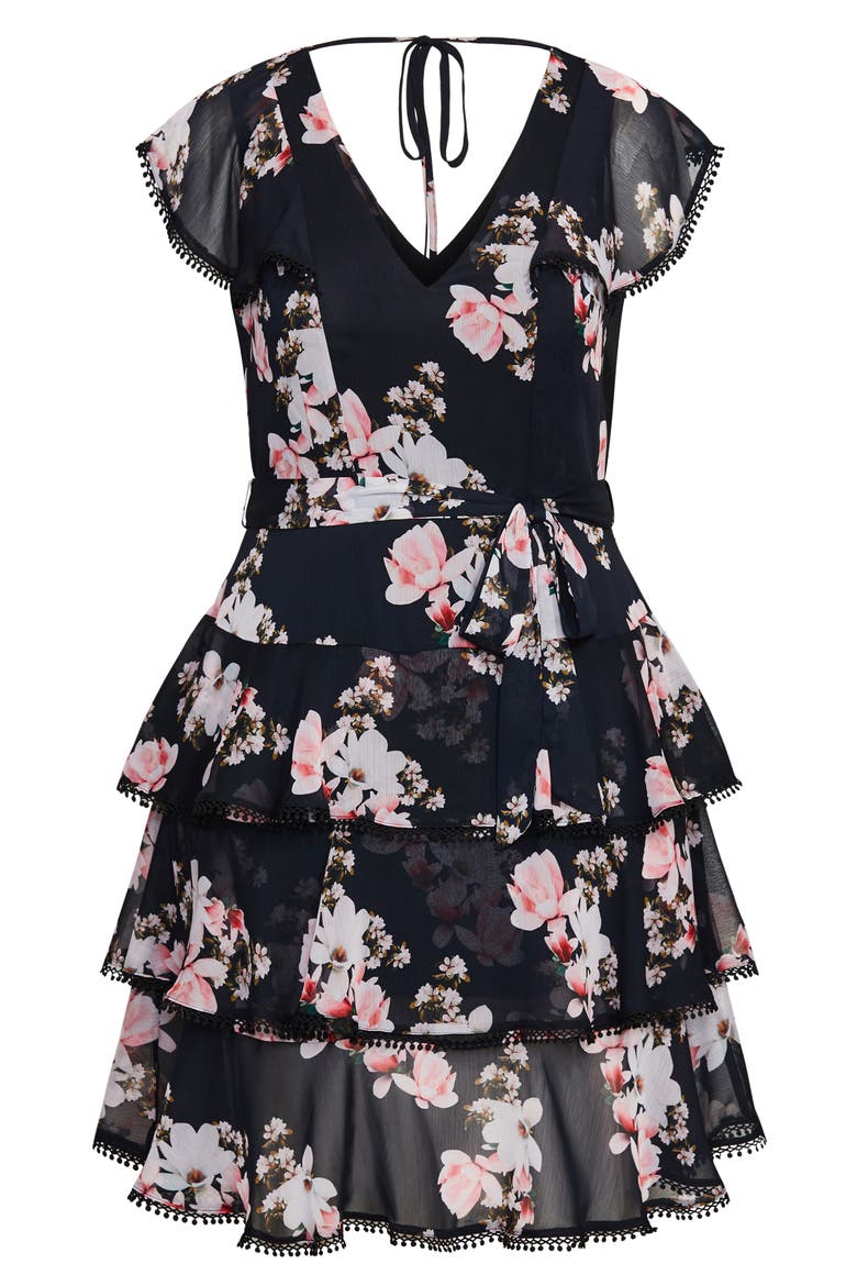 Lotus Tiered Ruffle Dress, Alternate, color, SACRED LOTUS
