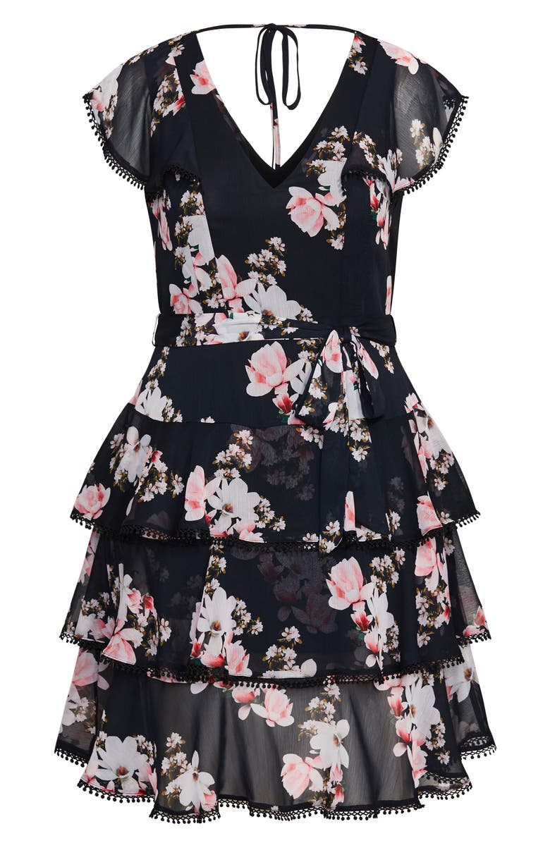 City Chic Lotus Tiered Ruffle Dress, Alternate, color, 