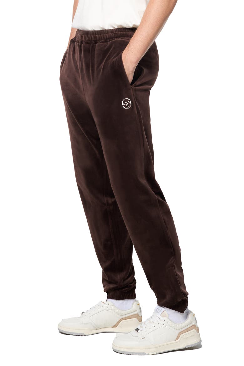 Ostuni Stretch Velour Track Pants, Main, color, JAVA
