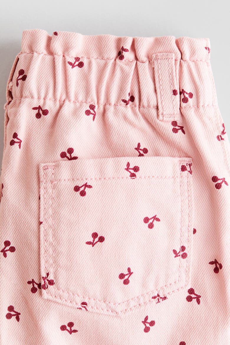 Printed Twill Trousers, Alternate, color, Light pink/cherries