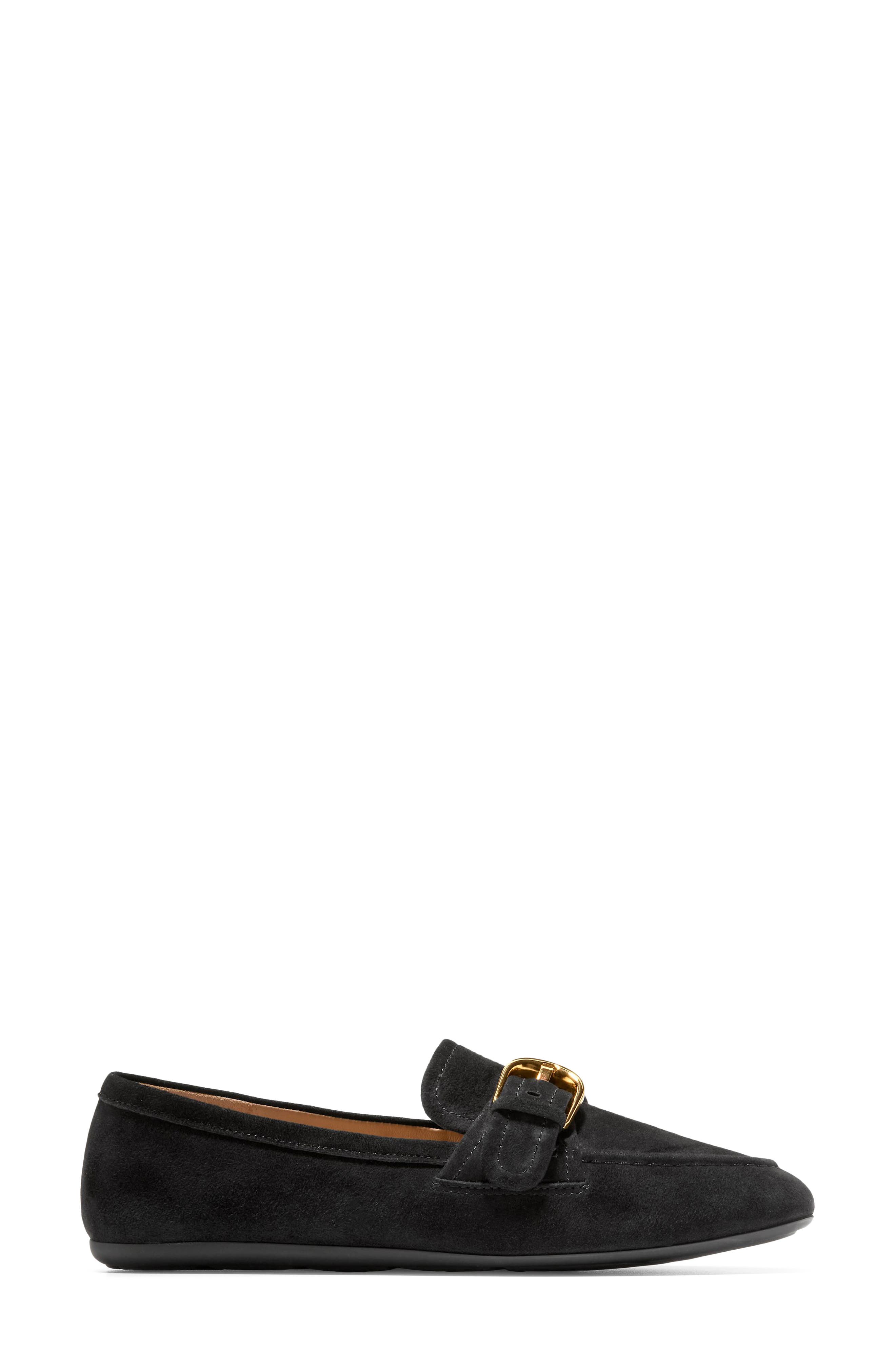 Grand Ambition Alette Buckle Loafer, Alternate, color, BLACK SUEDE