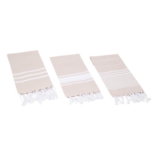 Olive And Linen Olive & Linen Essential Turkish Hand / Kitchen Towel Set Of 3 In Neutral
