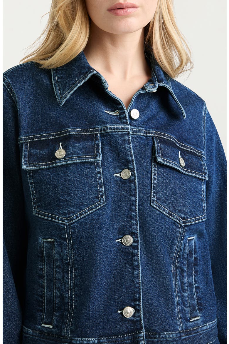 Isaline Wide Cuff Crop Denim Jacket, Alternate, color, OCEANE/ IVORY