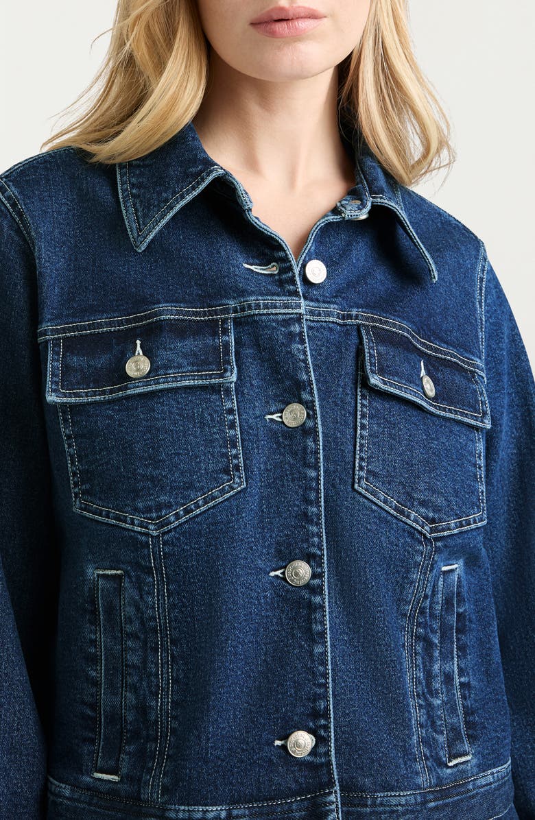 Cinq à Sept Isaline Wide Cuff Crop Denim Jacket, Alternate, color, Oceane/ Ivory