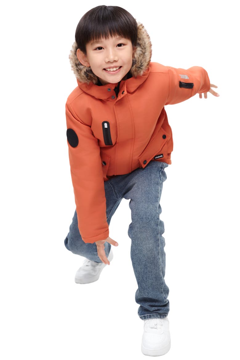 Kids' Parka Jacket with Insulated Hood, Alternate, color, Orange