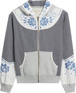 Free People Lydia Mixed Media Zip-Up Hooded Sweater