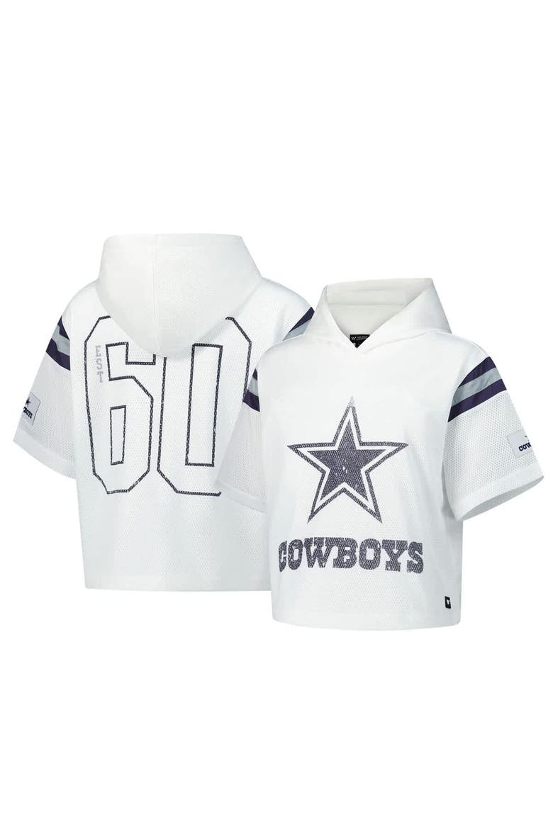 Women's The Wild Collective  White Dallas Cowboys Mesh Short Sleeve Hoodie T-Shirt, Alternate, color, White