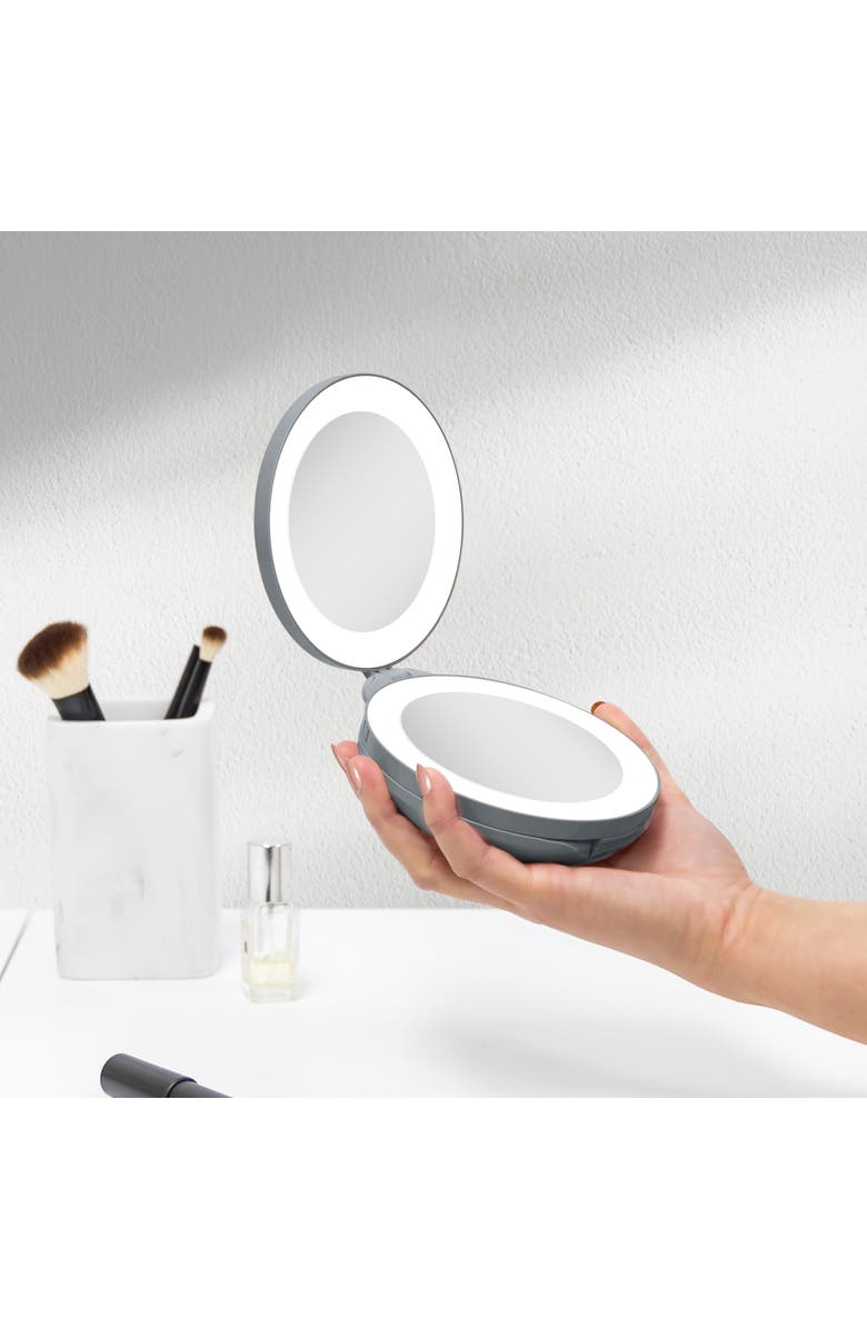 Zadro Lighted Travel Mirror with Magnification & Folding-to-Compact, Alternate, color, Black Shadow