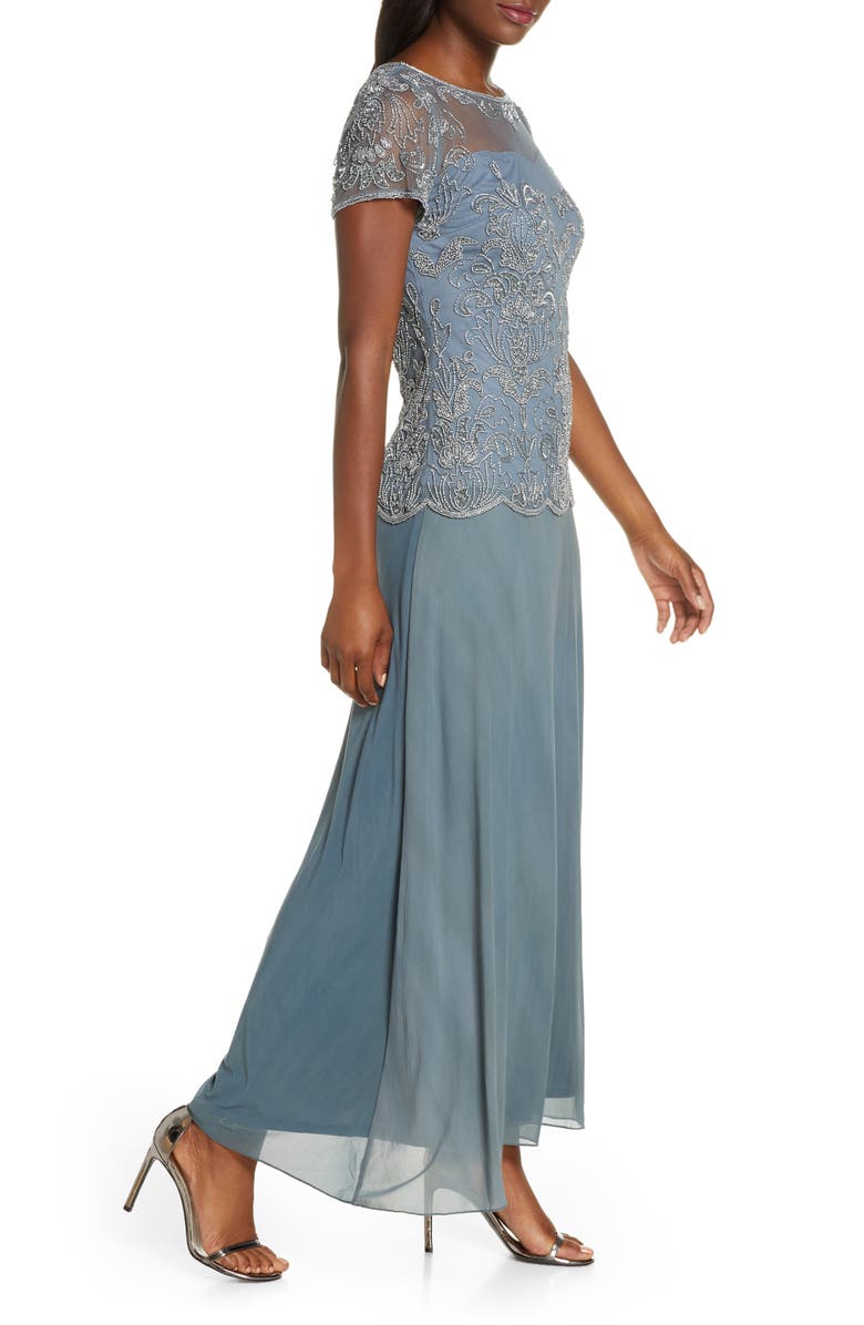 Pisarro Nights Beaded Illusion Neck Chiffon Gown, Alternate, color,