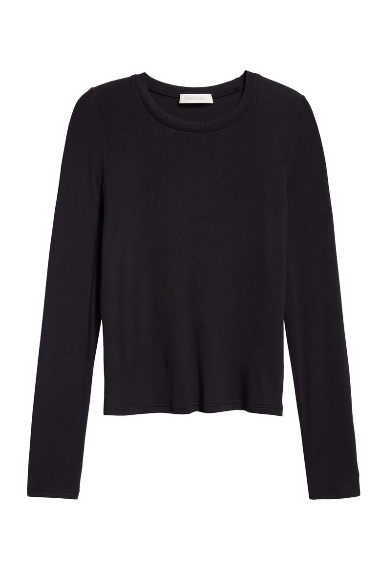 The Rib Long Sleeve Top, Alternate, color, BLACK