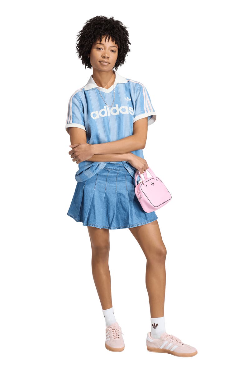 adidas Originals Pleated Denim Miniskirt, Alternate, color, Indigo Denim