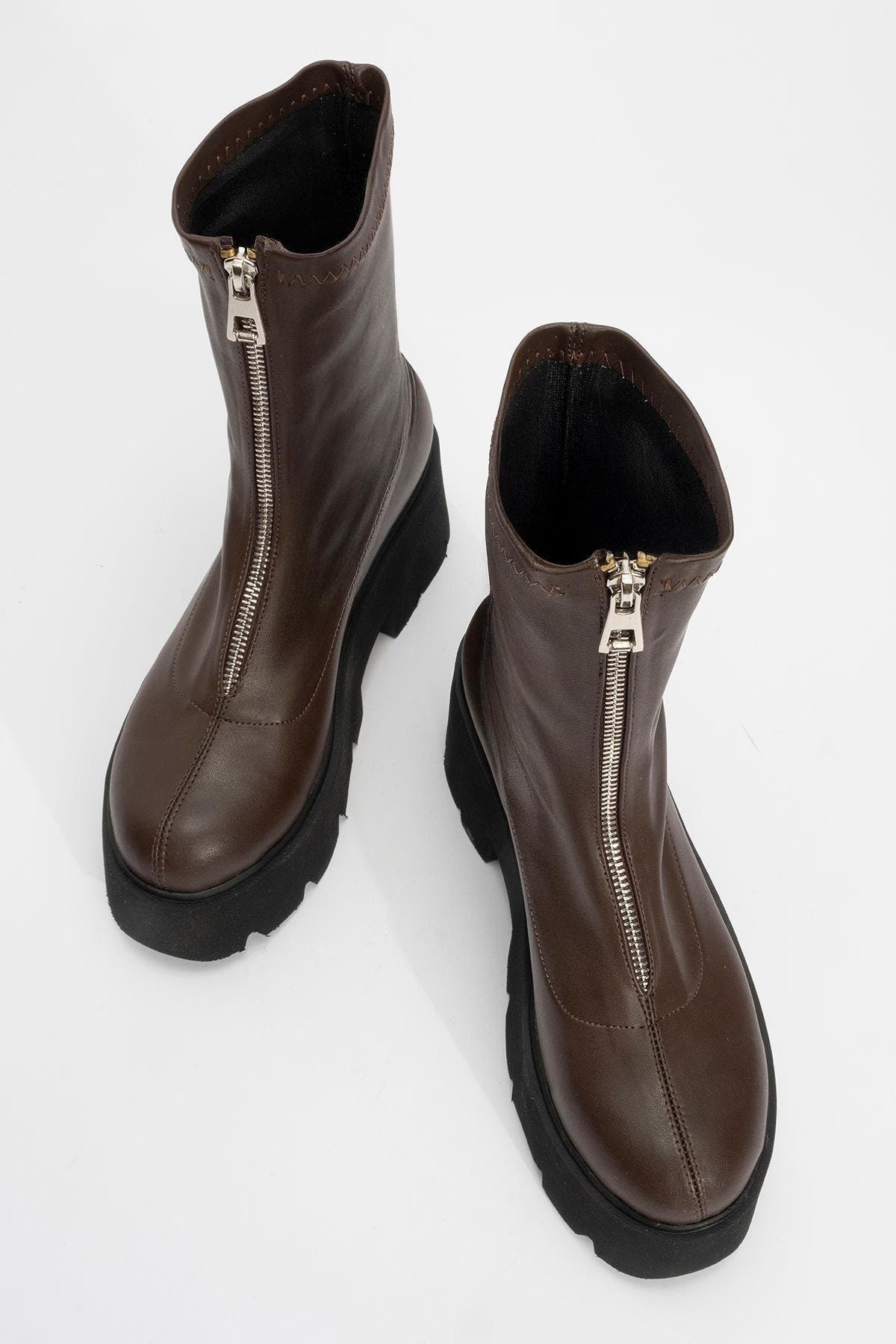Ovil Platform Zip Boot, Alternate, color, Brown