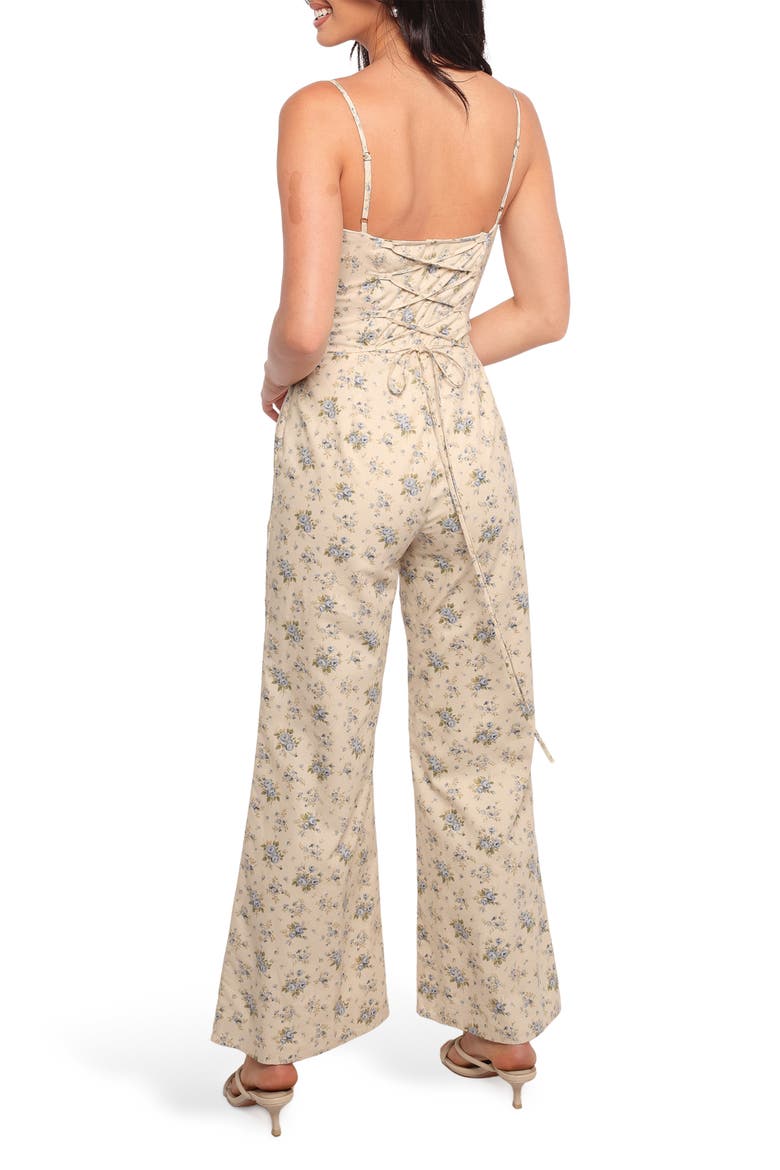 Lemie Corset Sleeveless Wide Leg Jumpsuit, Alternate, color, BLUE FLORAL