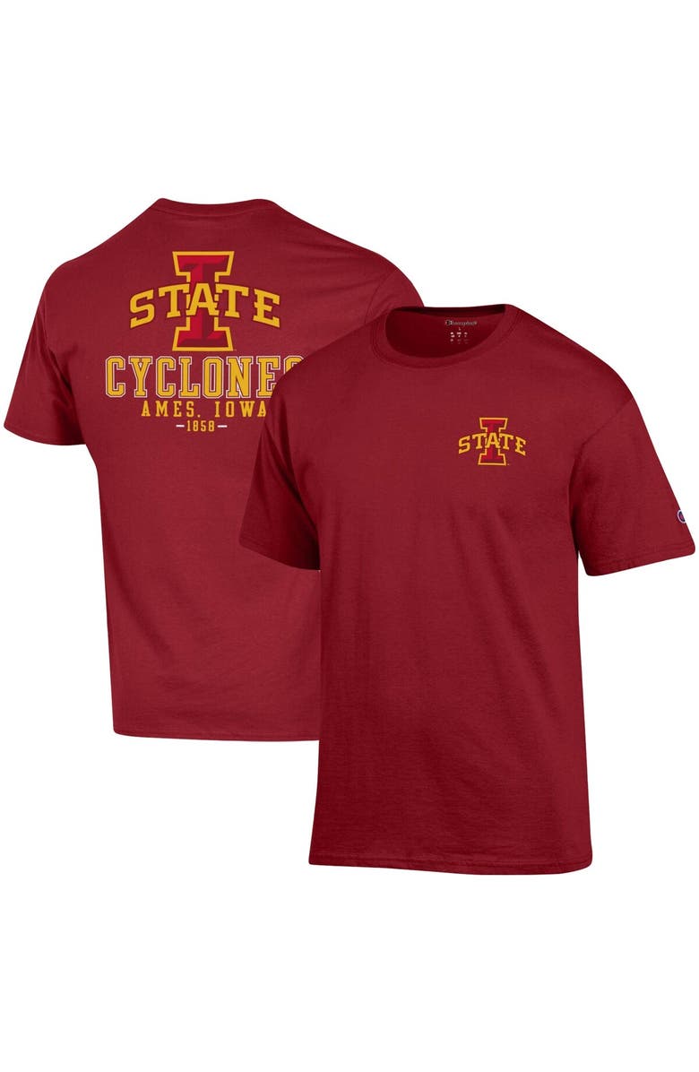 Champion Men's Champion Cardinal Iowa State Cyclones Stack 2-Hit T-Shirt, Main, color, Cardinal