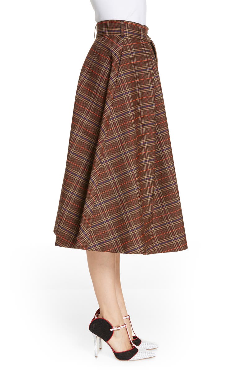 MSGM Tartan A-Line Midi Skirt, Alternate, color,