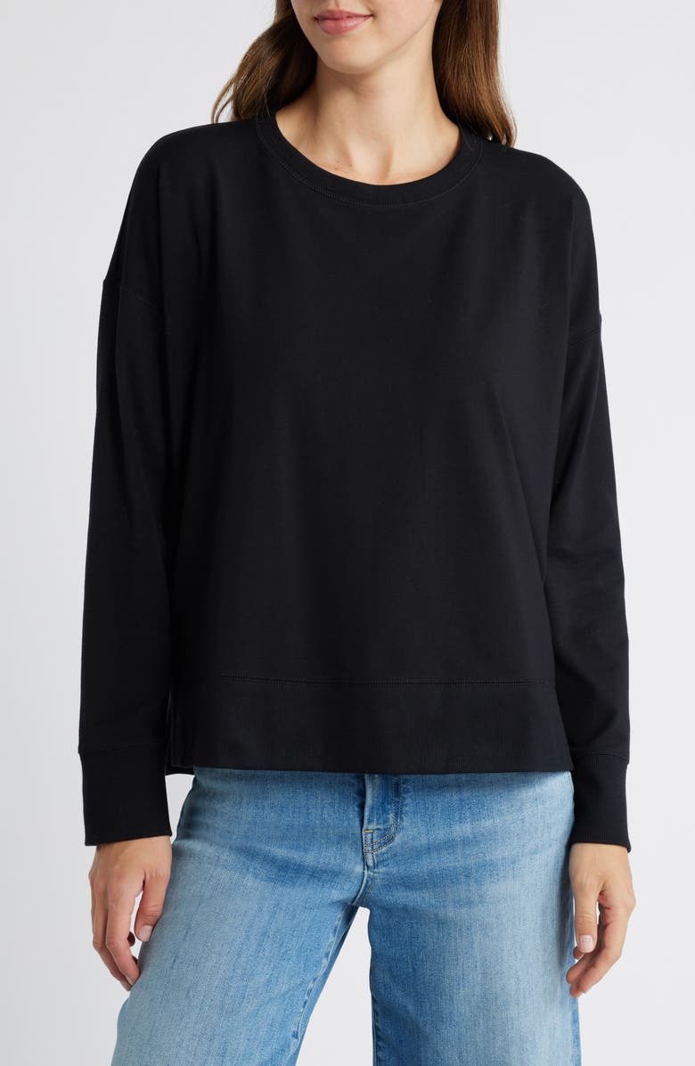 Eileen Fisher Relaxed Cotton Sweatshirt, Main, color,
