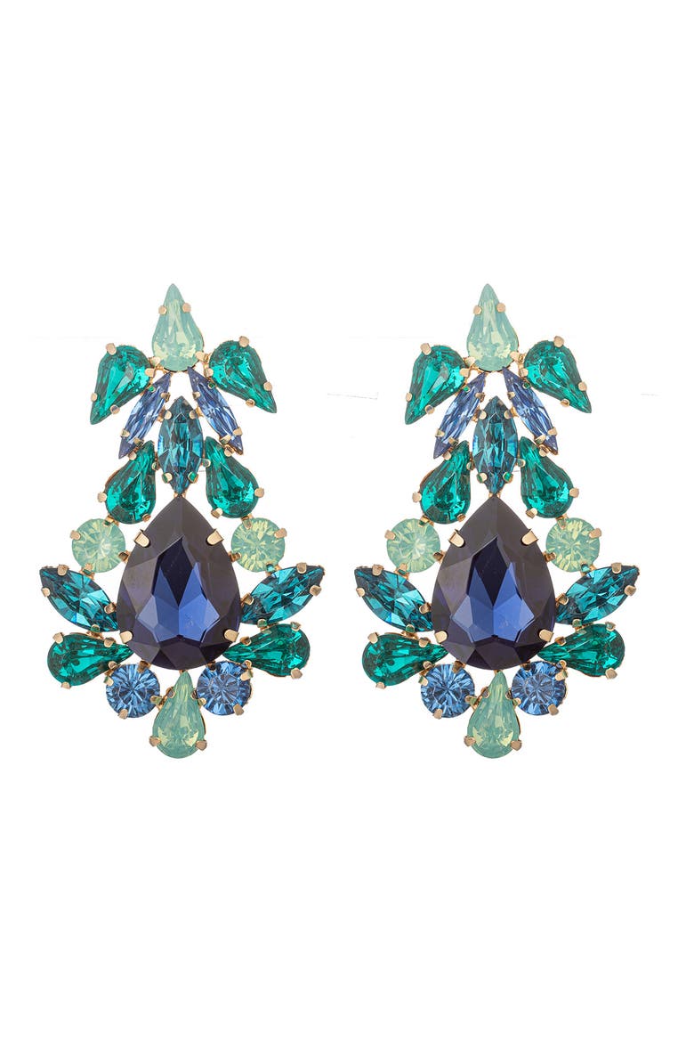 Miranda Statement Earrings, Main, color, GREEN