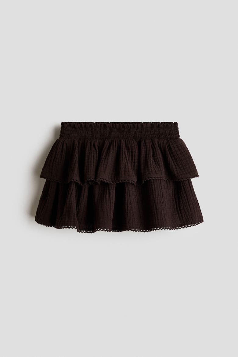 Tiered Muslin Skirt, Alternate, color, Dark brown