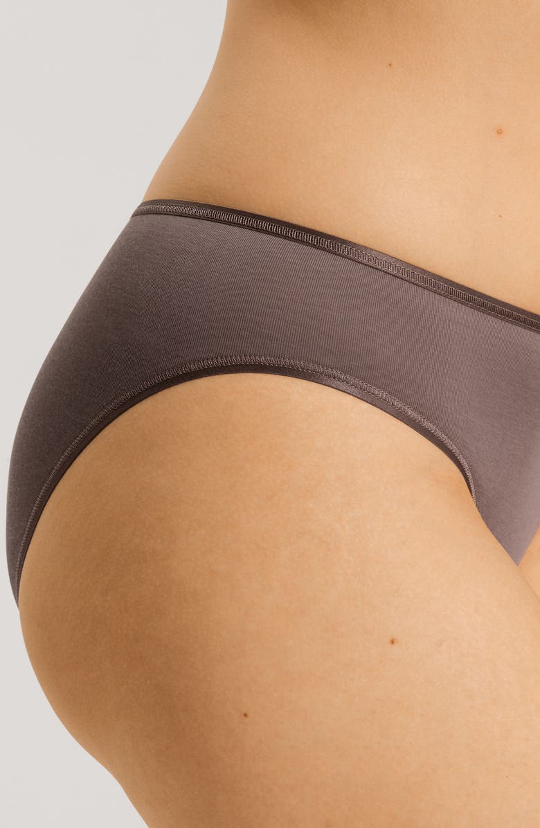 Hanro Seamless Cotton High Cut Briefs, Alternate, color, Stonewash