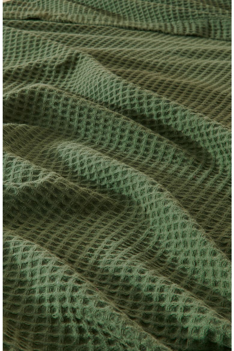 Super Soft Cotton All-Season Waffle Weave Throw Blanket, Alternate, color, FOREST GREEN
