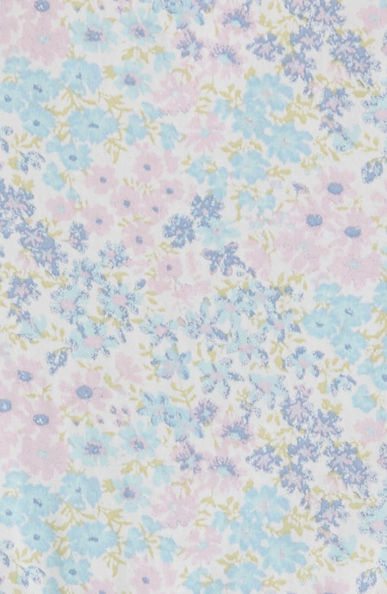 Nordstrom Kids' Flutter Sleeve Cotton Dress, Alternate, color, White- Blue Blooming Meadow