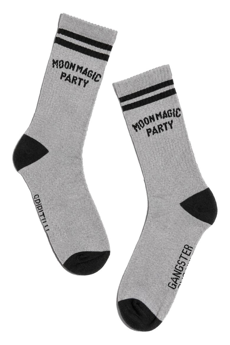 Moon Party Crew Socks, Alternate, color, HEATHER GREY