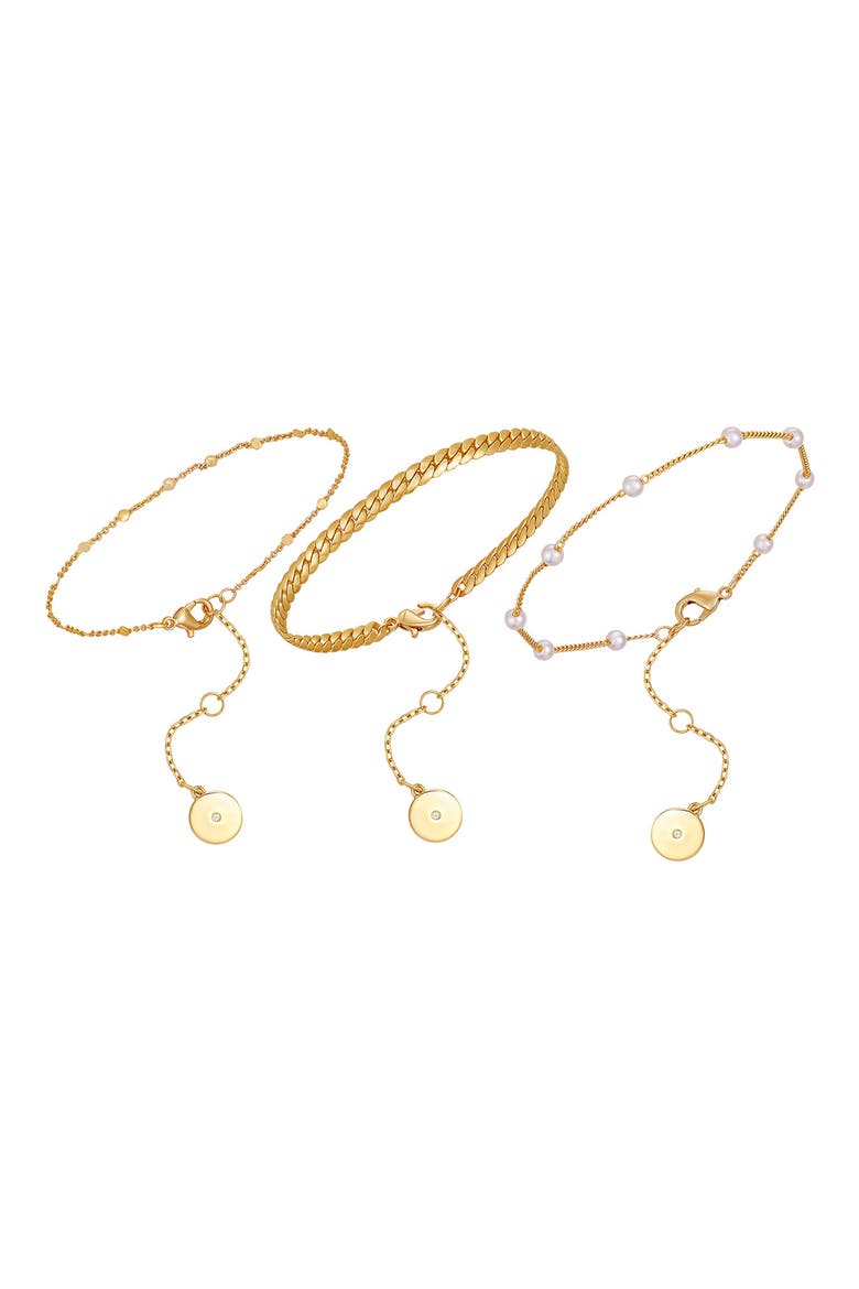 Set of 3 Chain Bracelets, Main, color, GOLD TONE