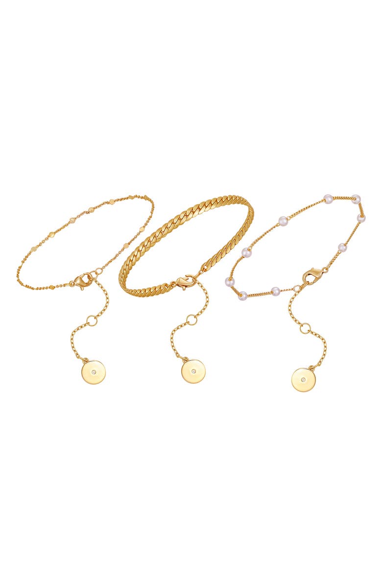 Vince Camuto Set of 3 Chain Bracelets, Main, color, Gold Tone