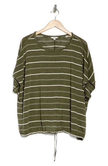 MAX STUDIO MAX STUDIO STRIPE DOLMAN SLEEVE BUBBLE HEM TOP