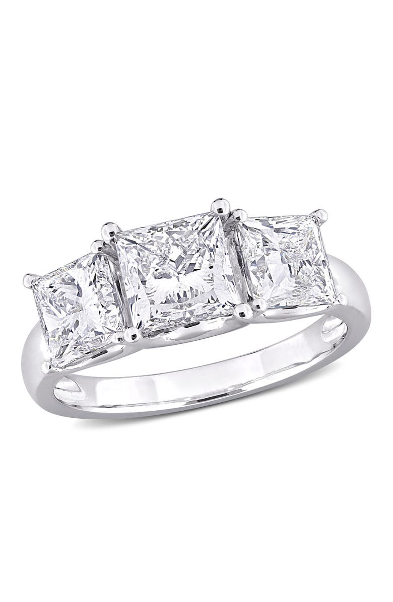 Julianna B. 3-1/2 CTW Lab-Grown Diamond Princess 3-Stone Ring, Main, color, White Gold