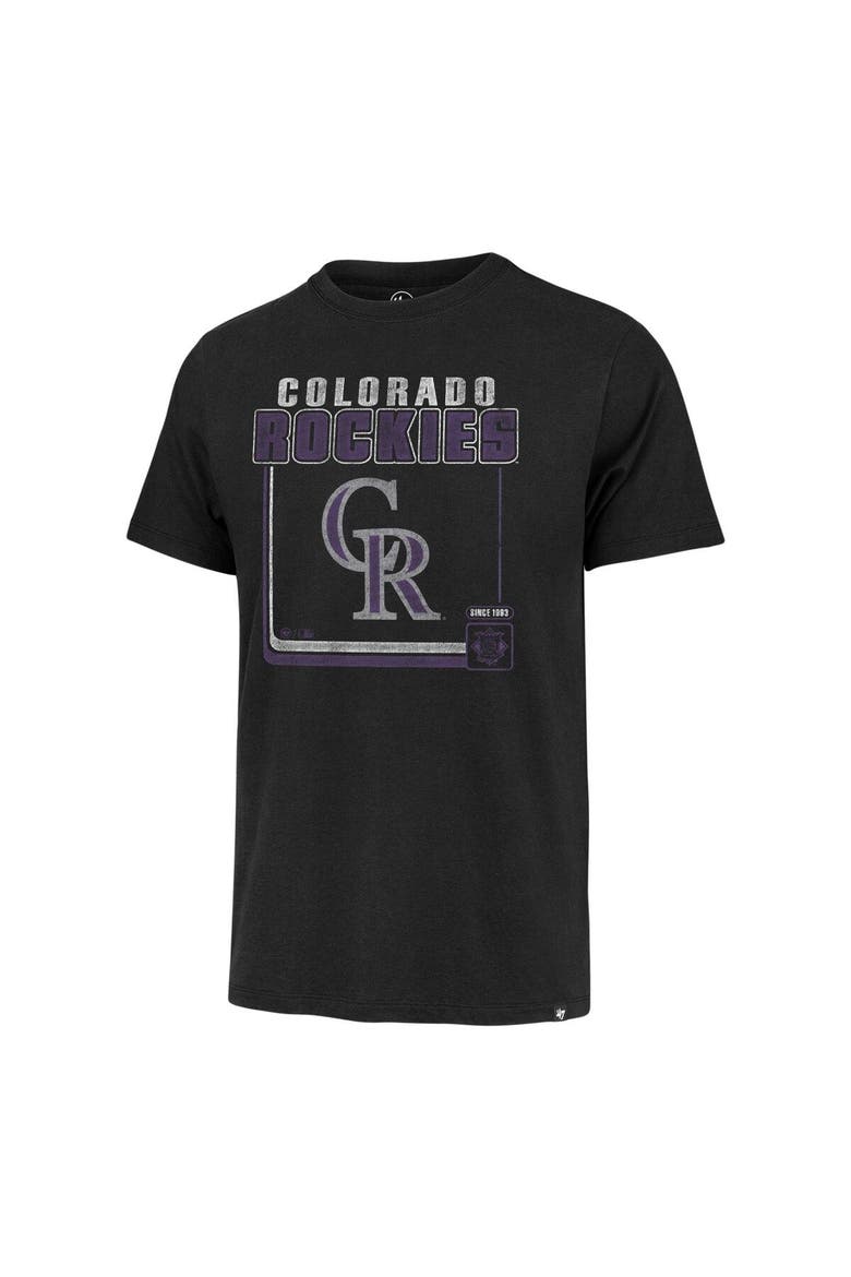 Men's '47  Black Colorado Rockies Cooperstown Collection Borderline Franklin T-Shirt, Alternate, color, Black