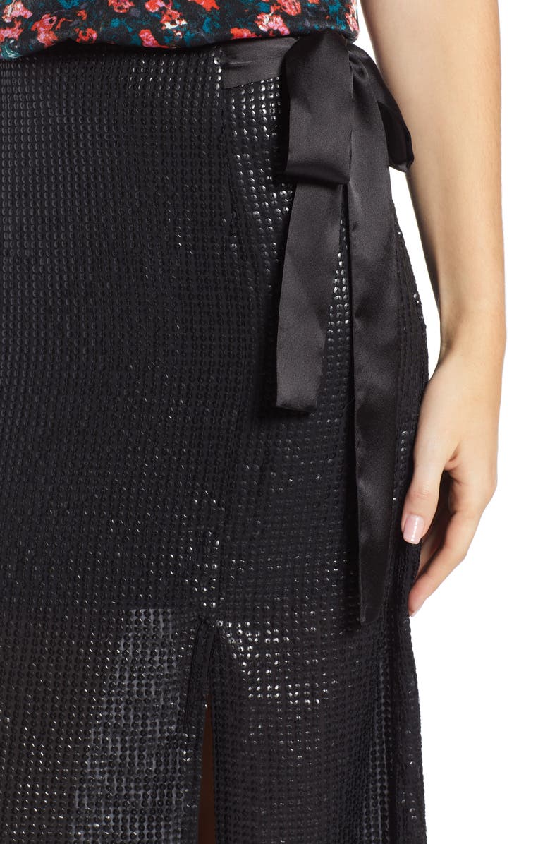 Something Navy Wrap Sequin Midi Skirt, Alternate, color, 