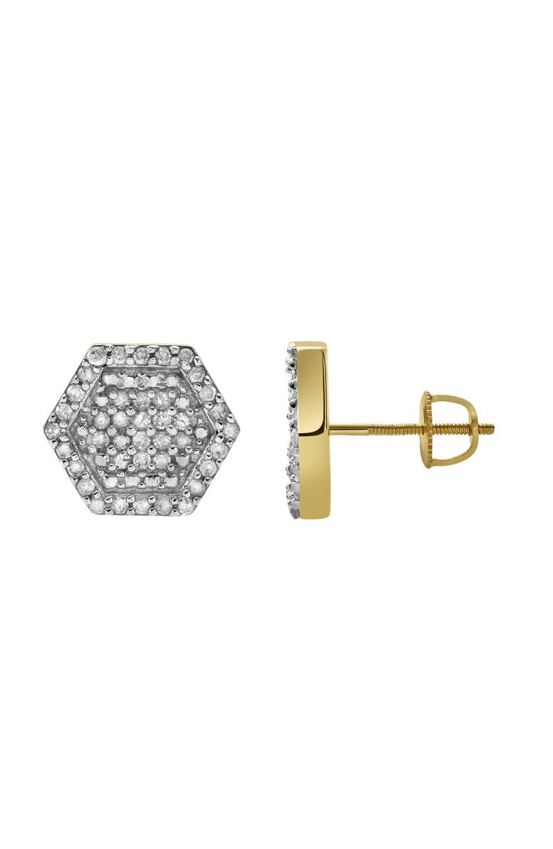 LuvMyJewelry Slates Prime 10K Yellow Gold Diamond Stud Earrings - 0.49ct., Alternate, color, 