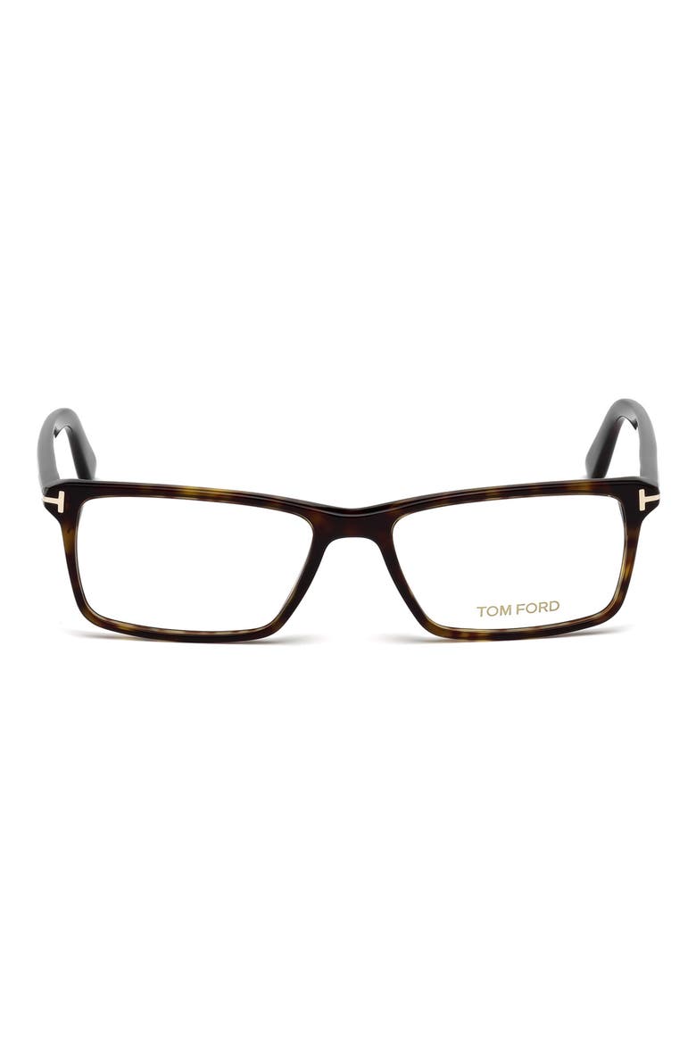 56mm Geometric Optical Glasses, Main, color, HAVANA ROSE GOLD / T LOGO