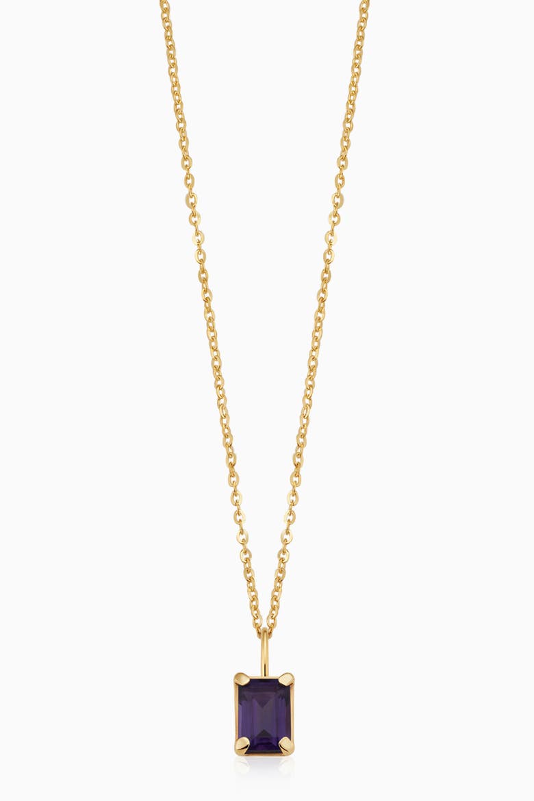 14K Gold Date Me Birthstone Pendant Necklace, Main, color, Amethyst - February