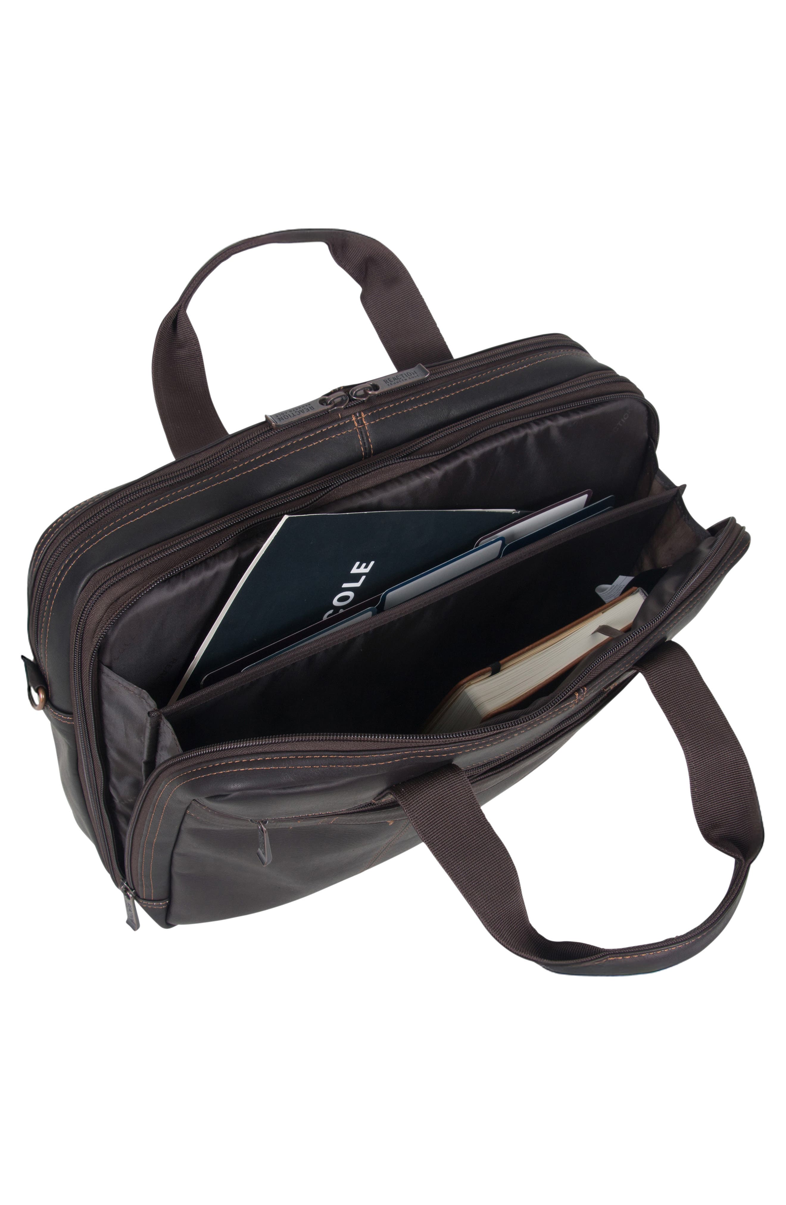 Leather Briefcase, Alternate, color, BROWN