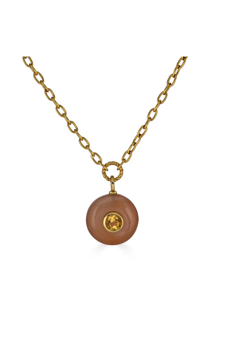 Peach Moonstone and Citrine Inlay Necklace, Alternate, color, Gold