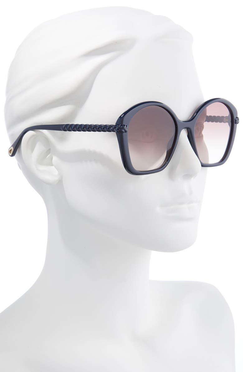 Chloé 55mm Gradient Square Sunglasses, Alternate, color, Blue/ Brown Gradient