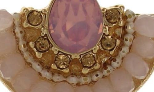 Olivia Welles Lily Beaded Crystal Fan Stud Earrings In Gold/pink