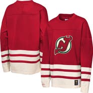 Mitchell & Ness Youth Mitchell & Ness  Red New Jersey Devils Chainstitch Heavyweight Long Sleeve Top