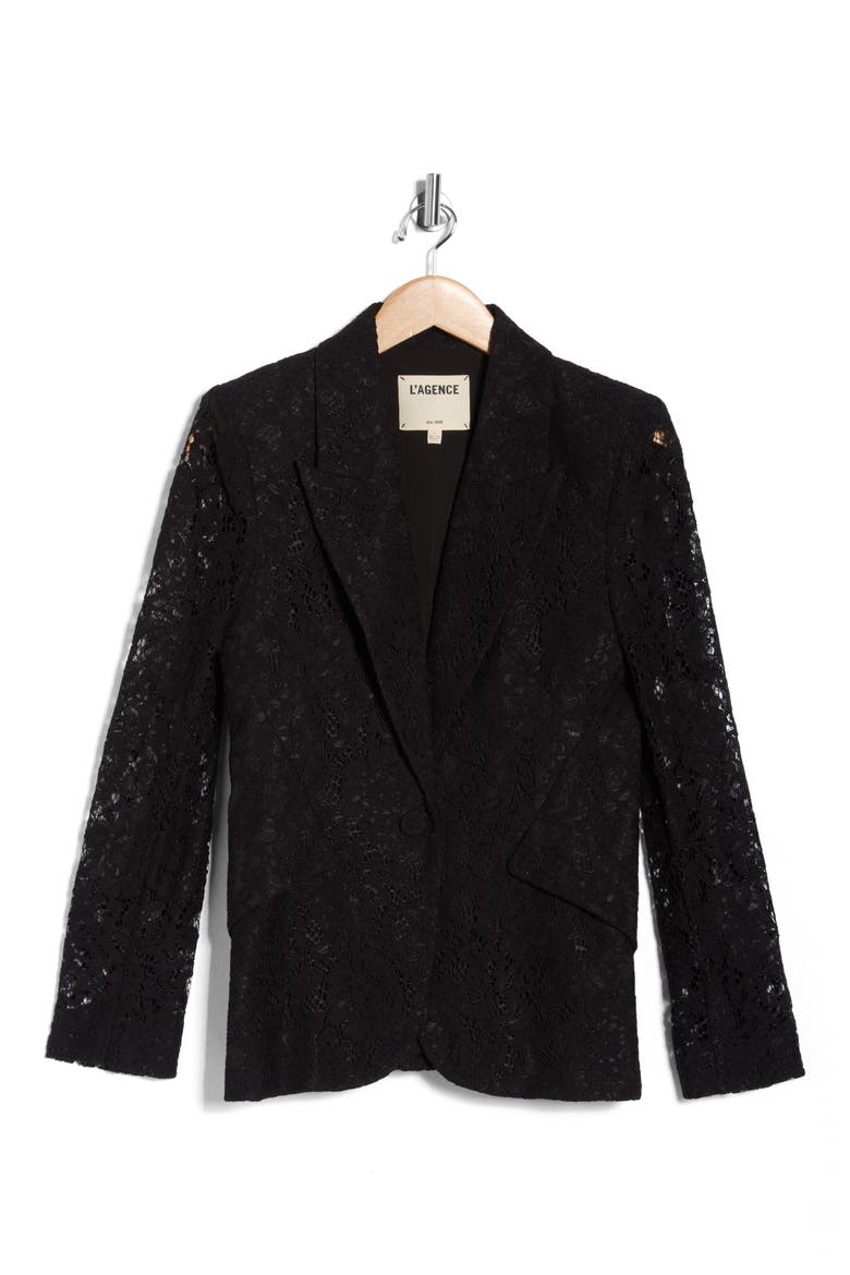 Chamberlain Lace Blazer, Alternate, color, BLACK