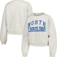 ZOOZATZ Women's ZooZatz Oatmeal North Carolina Tar Heels Core Chenille Cropped Pullover Sweatshirt
