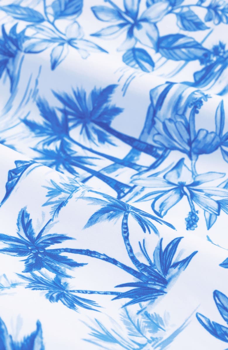 Bugatchi Kai Tropical Print Swim Trunks, Alternate, color, Classic Blue