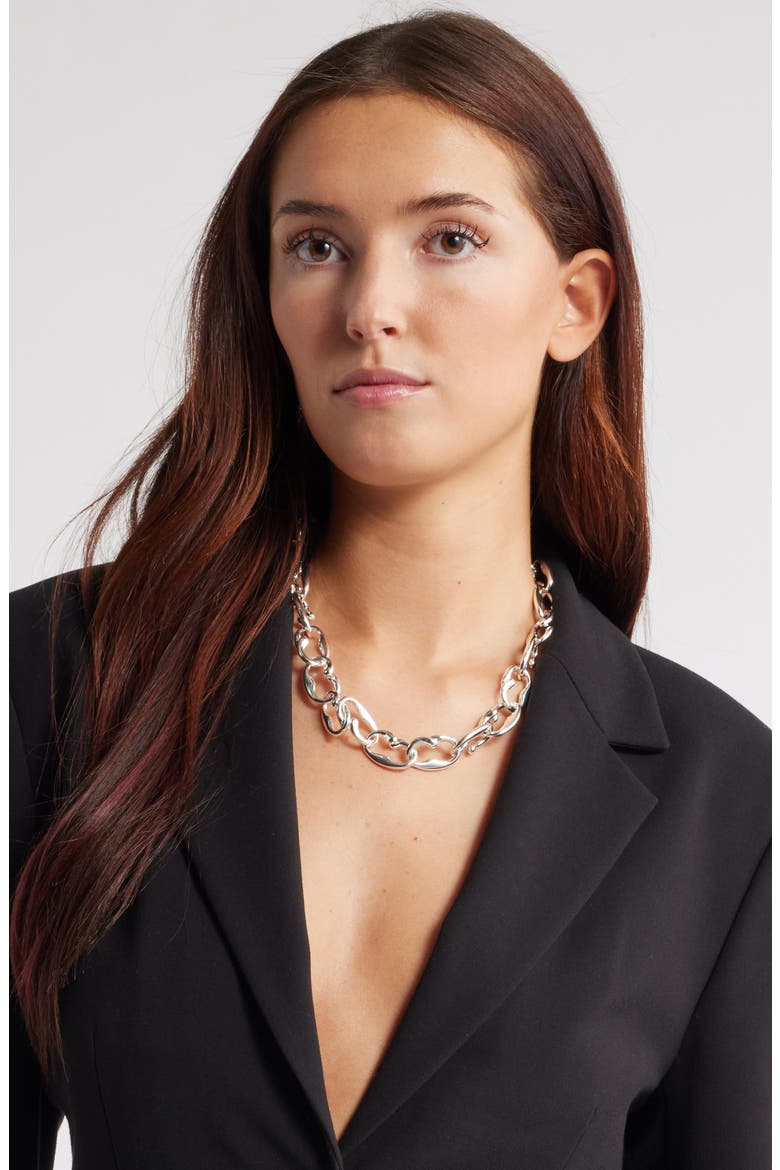 Teardrop Chain Necklace, Alternate, color, SILVER