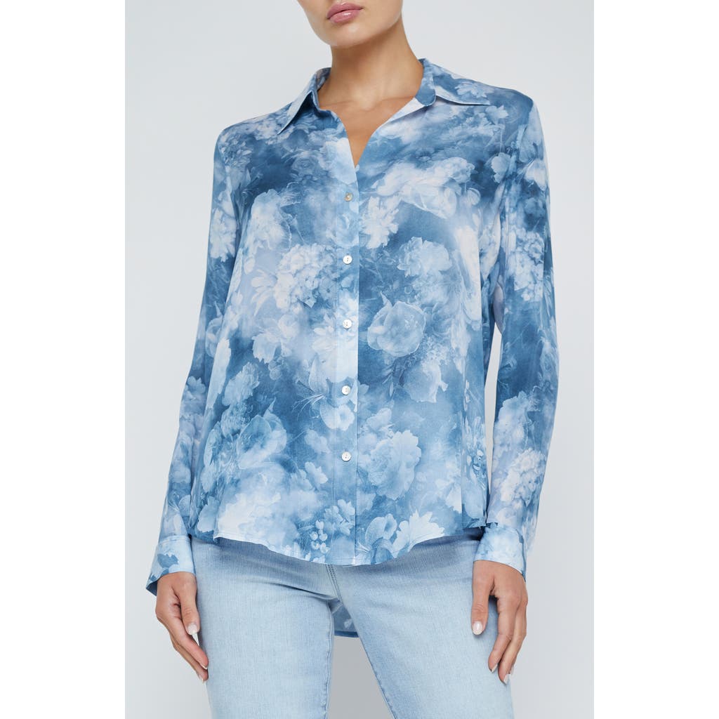 L Agence L'agence Nina Floral Print Silk Button-up Shirt