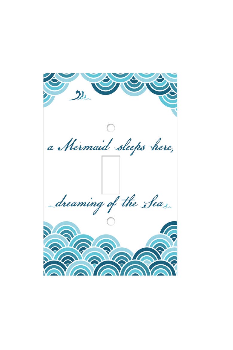 Mermaid Sleeps Here  Single Toggle  Switchplate Cover, Main, color, Blue